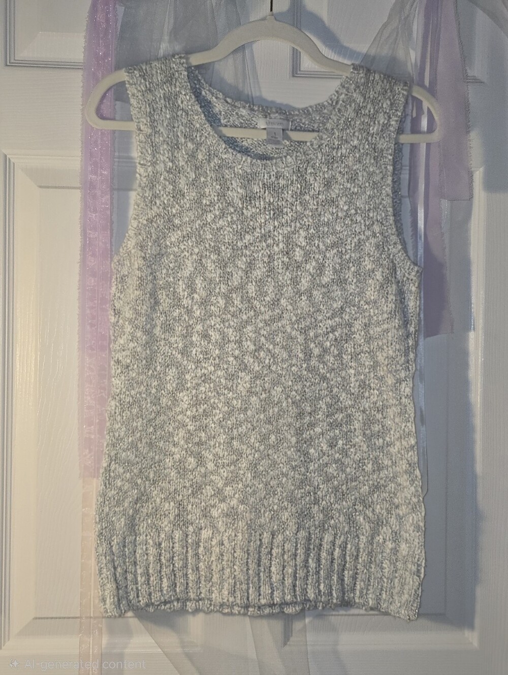 Chico's Gray & Silver Glitter  Sleeveless Crew Sweater